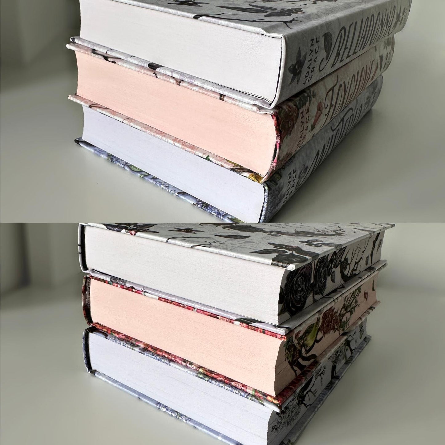 Hand Painted Belladonna Trilogy | Foxglove | Wisteria | Belladonna Vault | Fore-Edge Book Painting | Adalyn Grace | book lover bookish gift