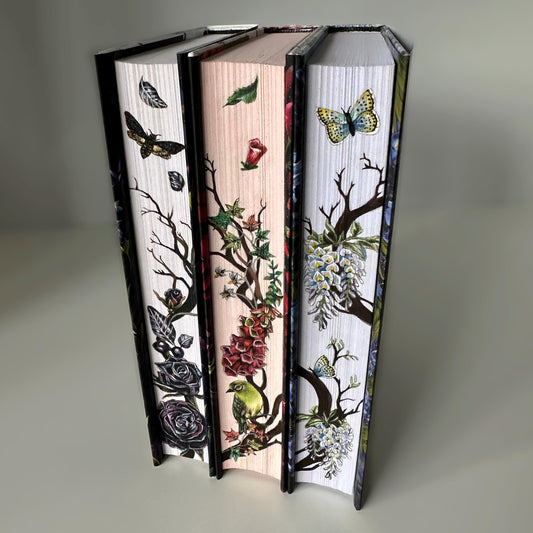 Hand Painted Belladonna Trilogy | Foxglove | Wisteria | Belladonna Vault | Fore-Edge Book Painting | Adalyn Grace | book lover bookish gift